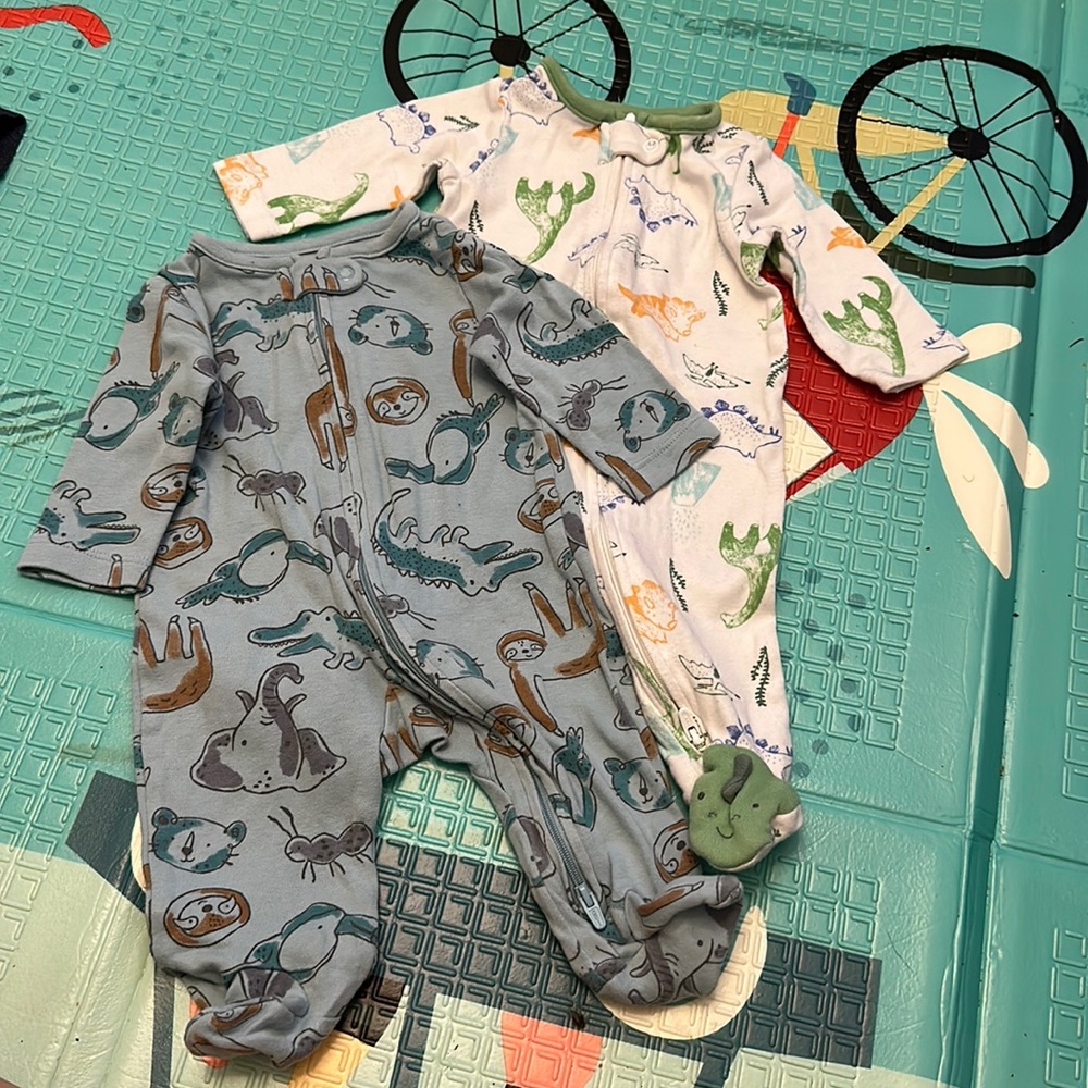 2Pack 2-Way Zip Cotton Sleep & Play Pajamas 3m